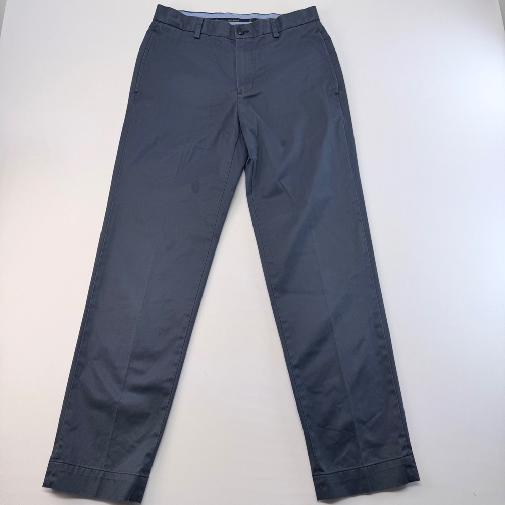 Brooks Brothers Mens Clark Fit Advantage Chino Stretch Pants Navy Blue 32x32